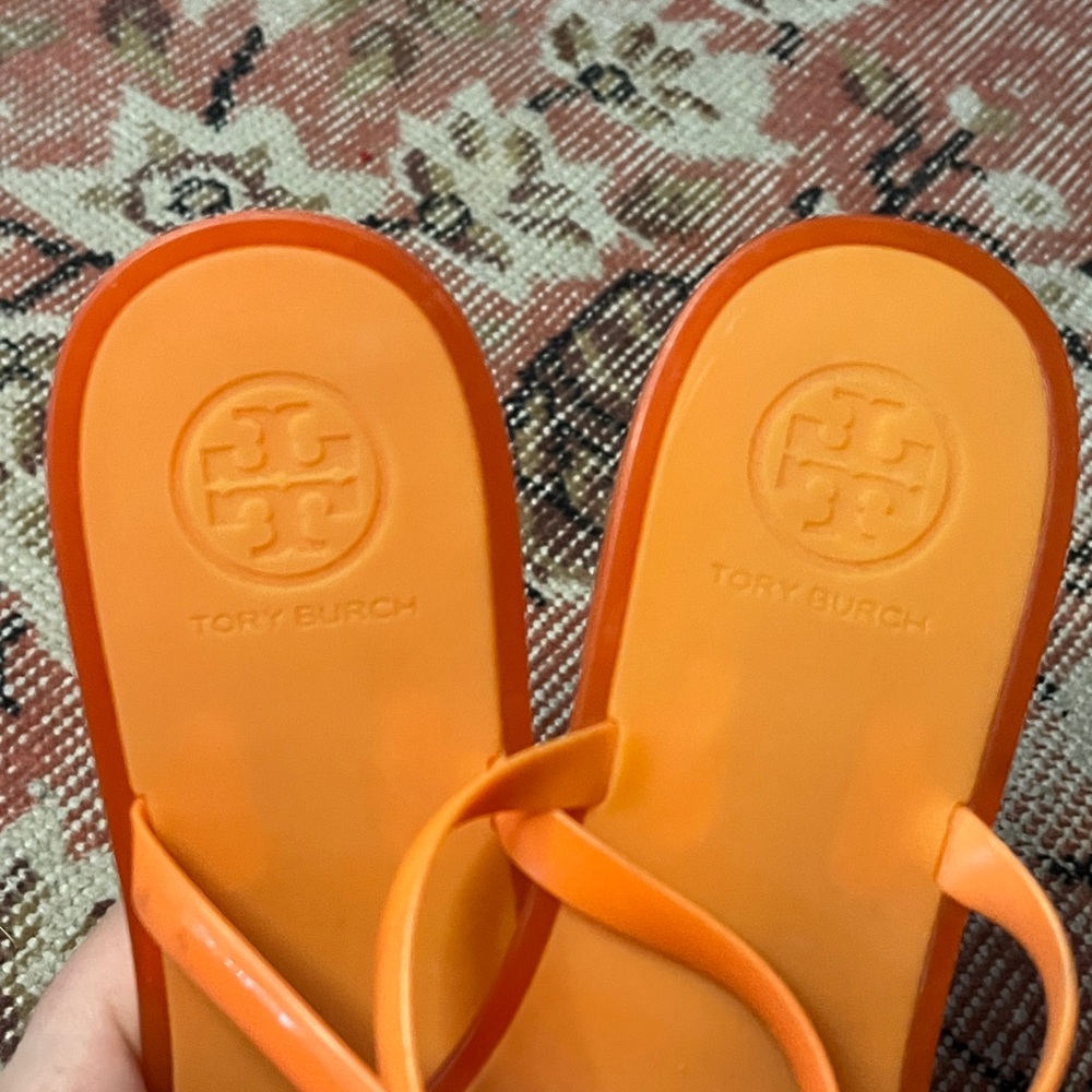 Tory Burch Bright Orange Double-Strap Slide Jelly Sandals - Picture 5 of 6